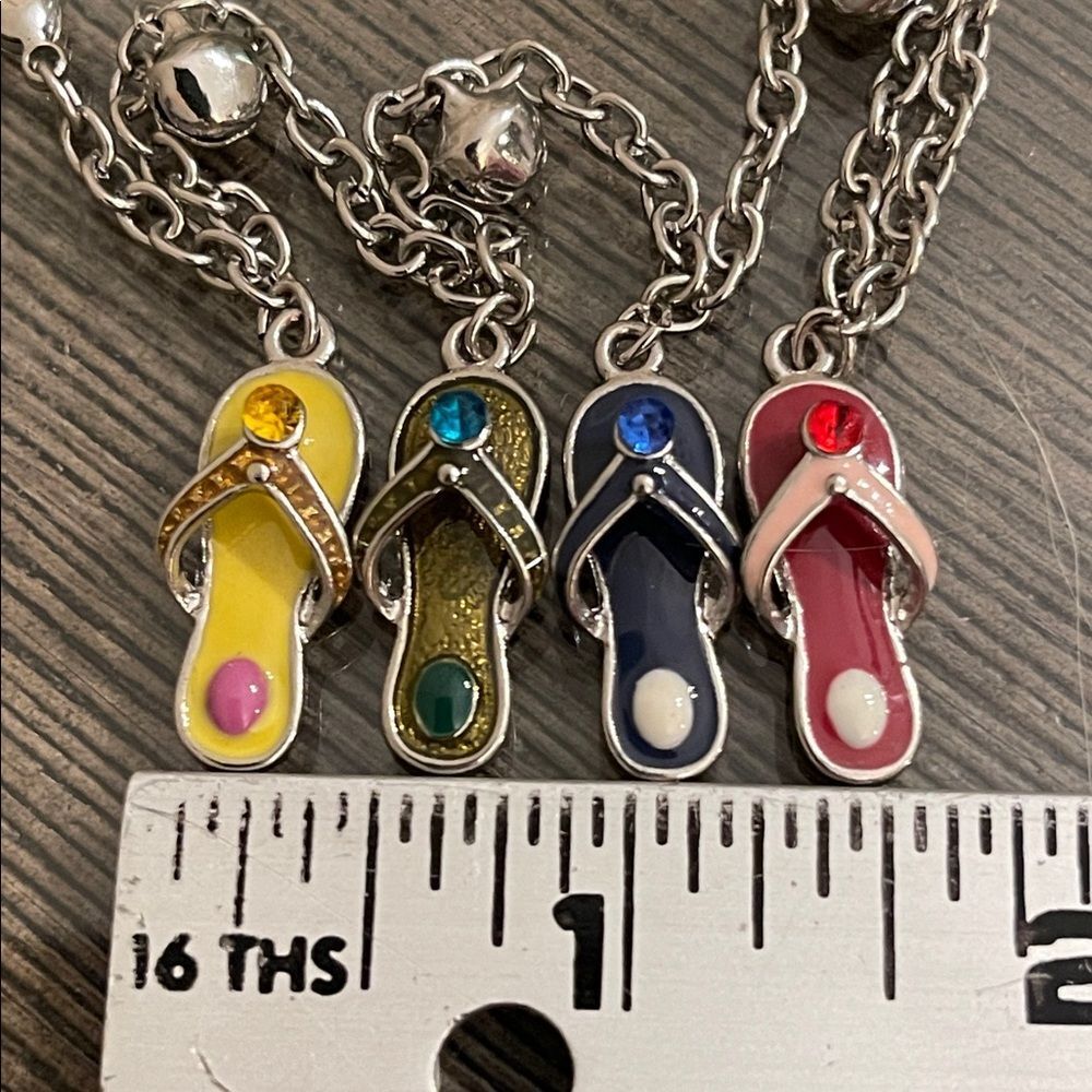Vintage Y2K Flip Flop Ankle Bracelet with Bells - Picture 7 of 15